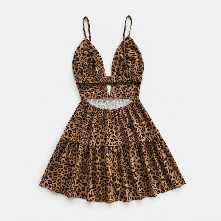 The Elara Leopard Cut-Out Backless Mini Dress