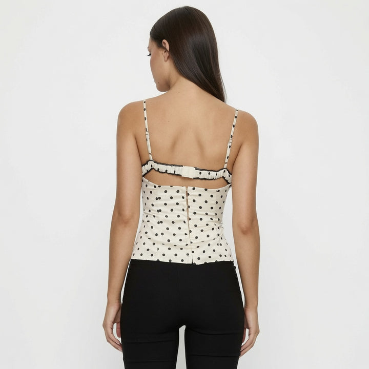 The Elara Polka-Dot Lace Illusion Cami Top