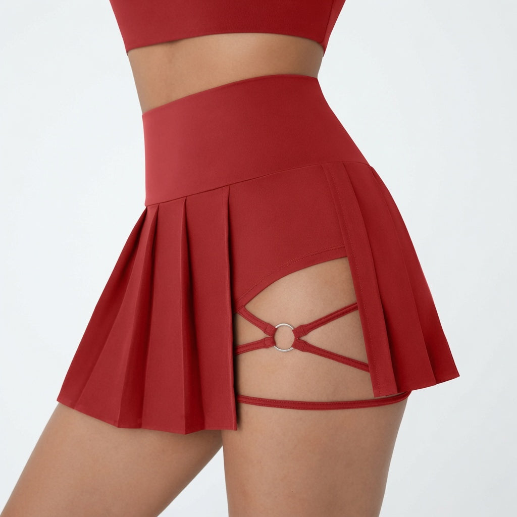 The Elara Ring Cutout Pleated Skort