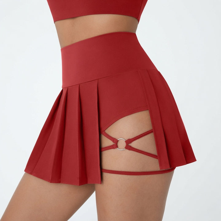 The Elara Ring Cutout Pleated Skort