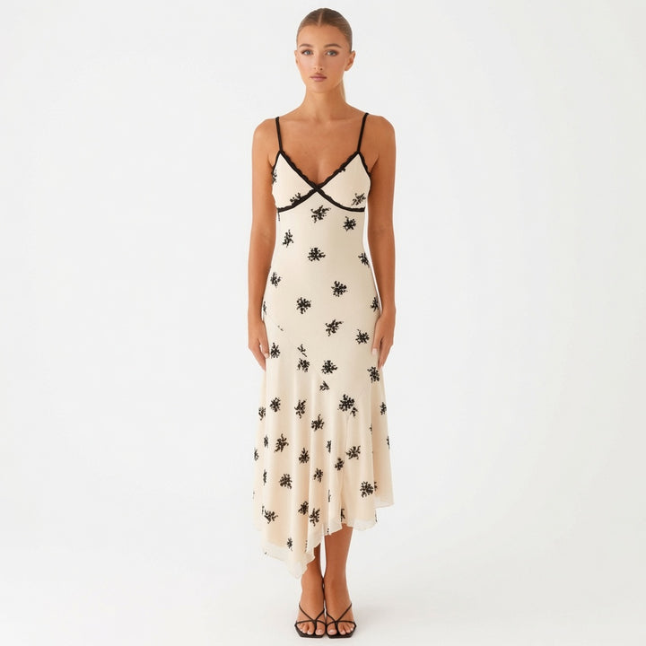 Boho Floral Embroidered Lace Slip Dress