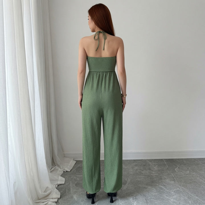 The Elara Smocked Backless Wide Leg Jumpsuit
