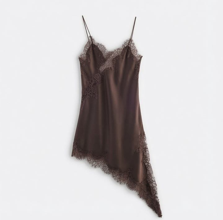 The Elara Asymmetric Satin Lace Cami Top