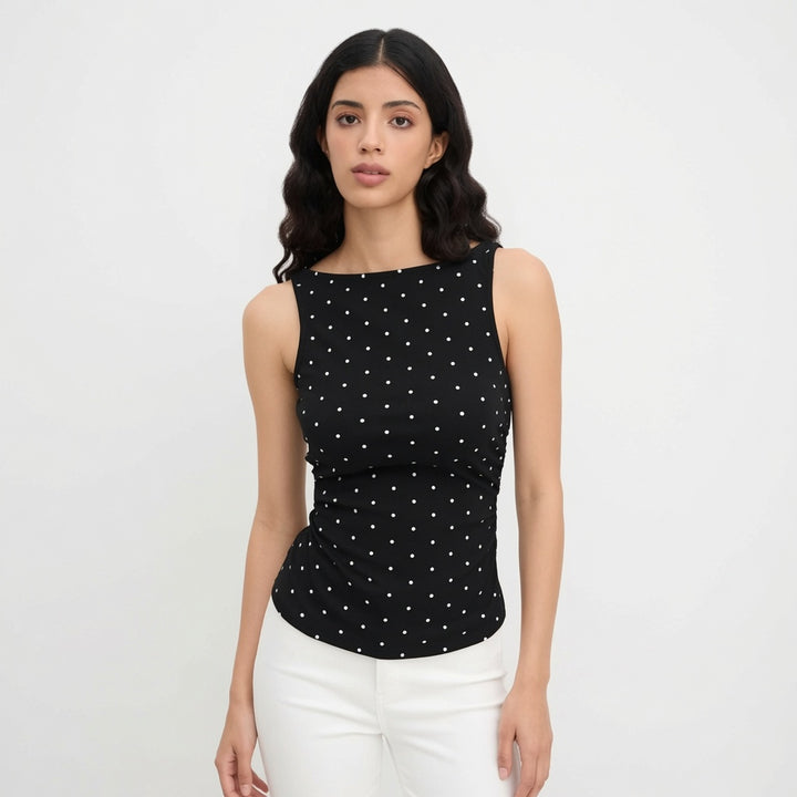 The Elara Polka Dot Tie Back Tank Top