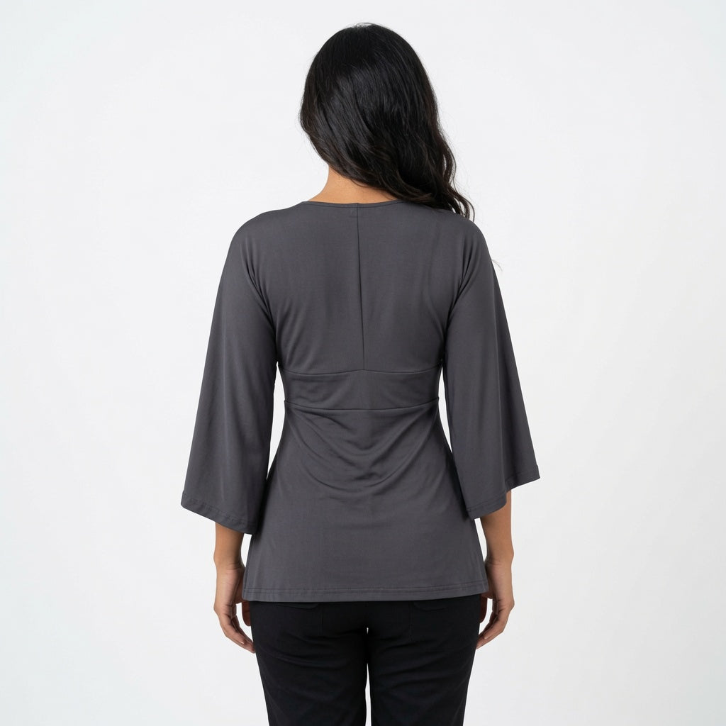 The Elara Ruched V-Neck Batwing Top