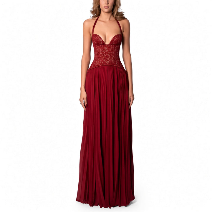 The Elara Maris Sculpted Pleat Maxi Dress
