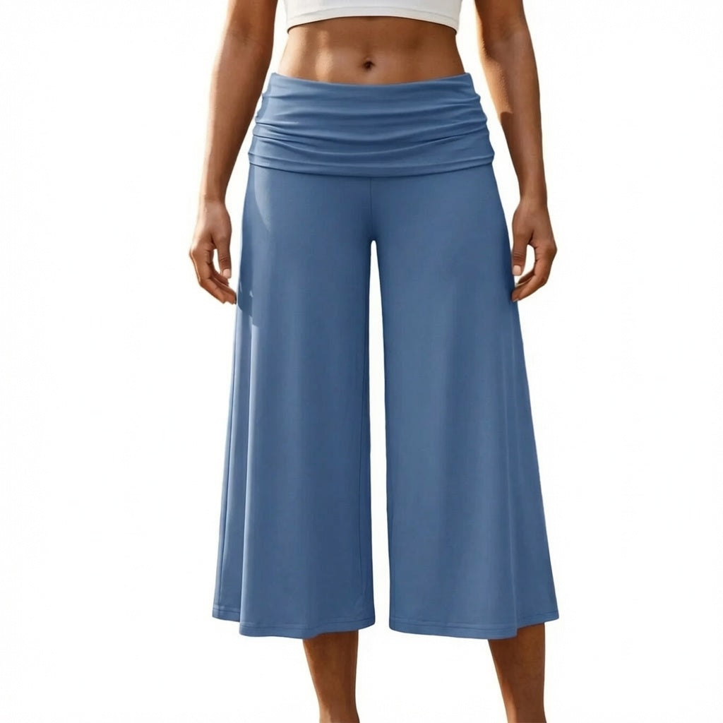The Elara Fold Over Wide Leg Capri Pants