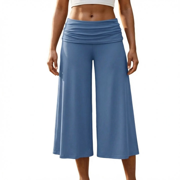 The Elara Fold Over Wide Leg Capri Pants