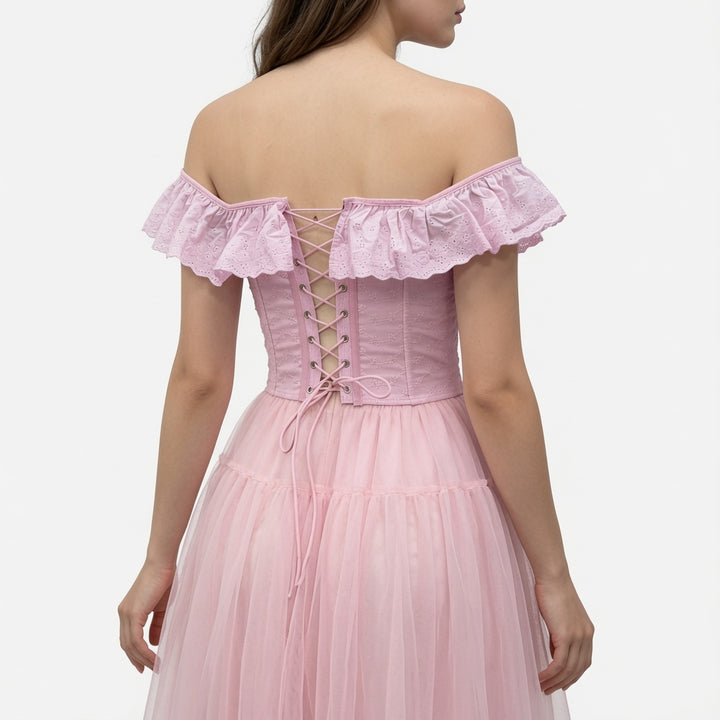 The Elara Ruffle Off-Shoulder Corset Top