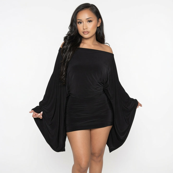 The Elara Off-Shoulder Ruched Mini Dress