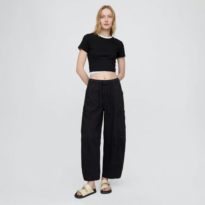 The Elara Wide Leg Drawstring Cargo Jeans