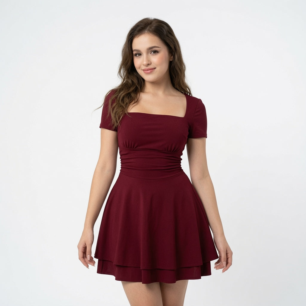 The Elara Ruffle Pocket Mini Dress