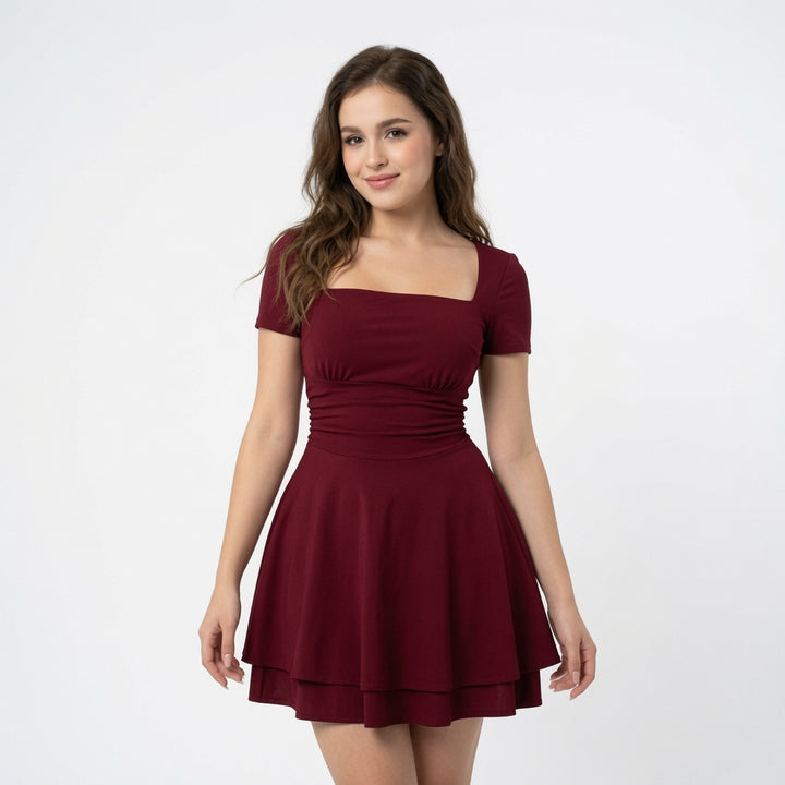 The Elara Ruffle Pocket Mini Dress
