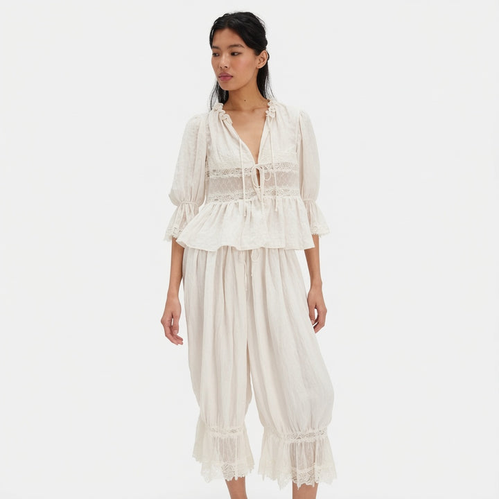 The Elara Vintage Lace Bloomer Pants