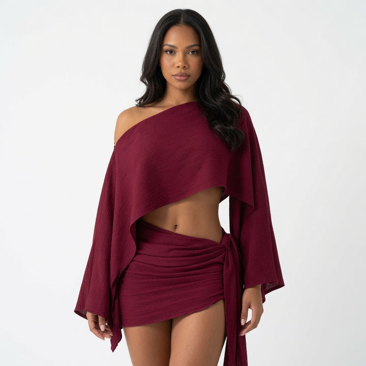 The Elara Asymmetric Off-Shoulder Two Piece Set