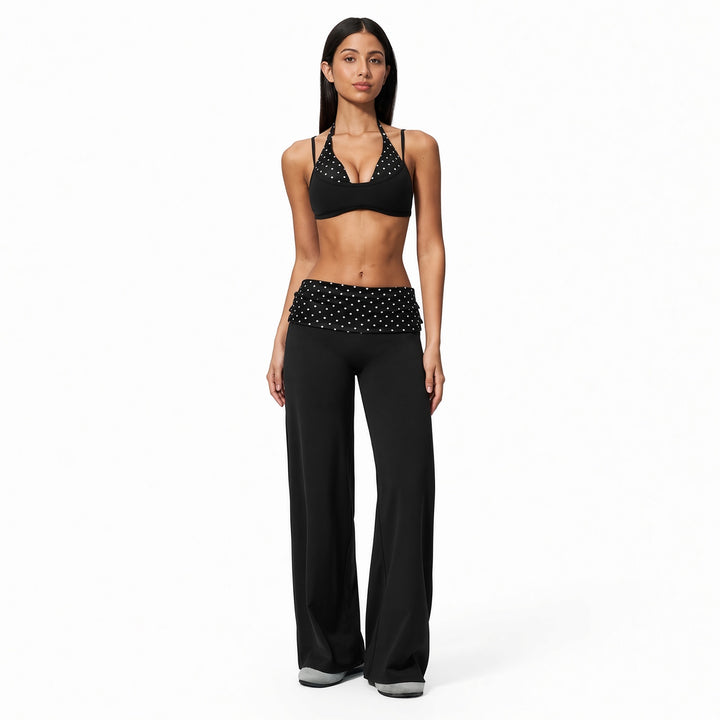 The Elara Built-In Bra Polka-Dot Wide-Leg Active Set