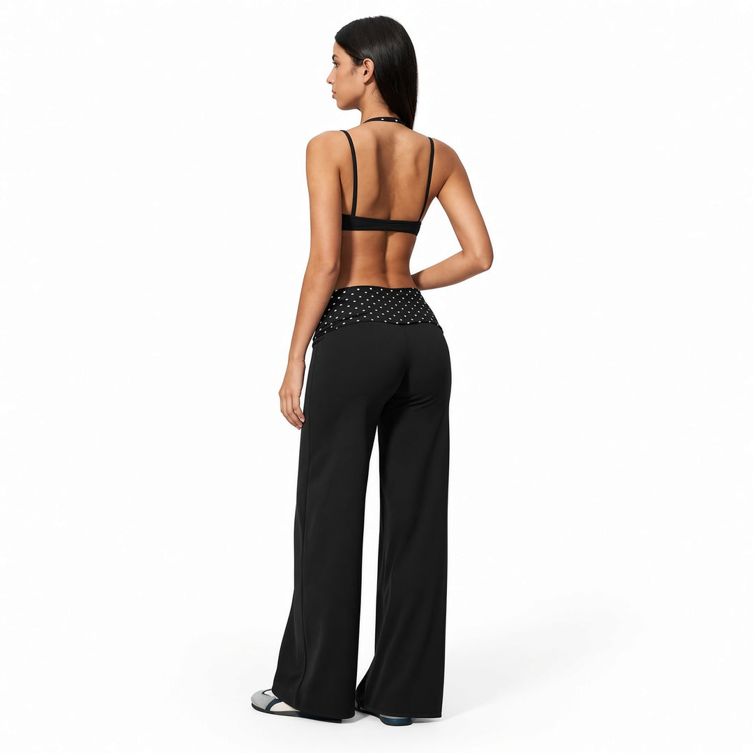 The Elara Built-In Bra Polka-Dot Wide-Leg Active Set