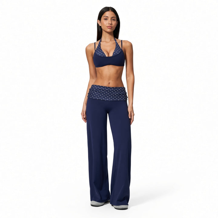 The Elara Built-In Bra Polka-Dot Wide-Leg Active Set