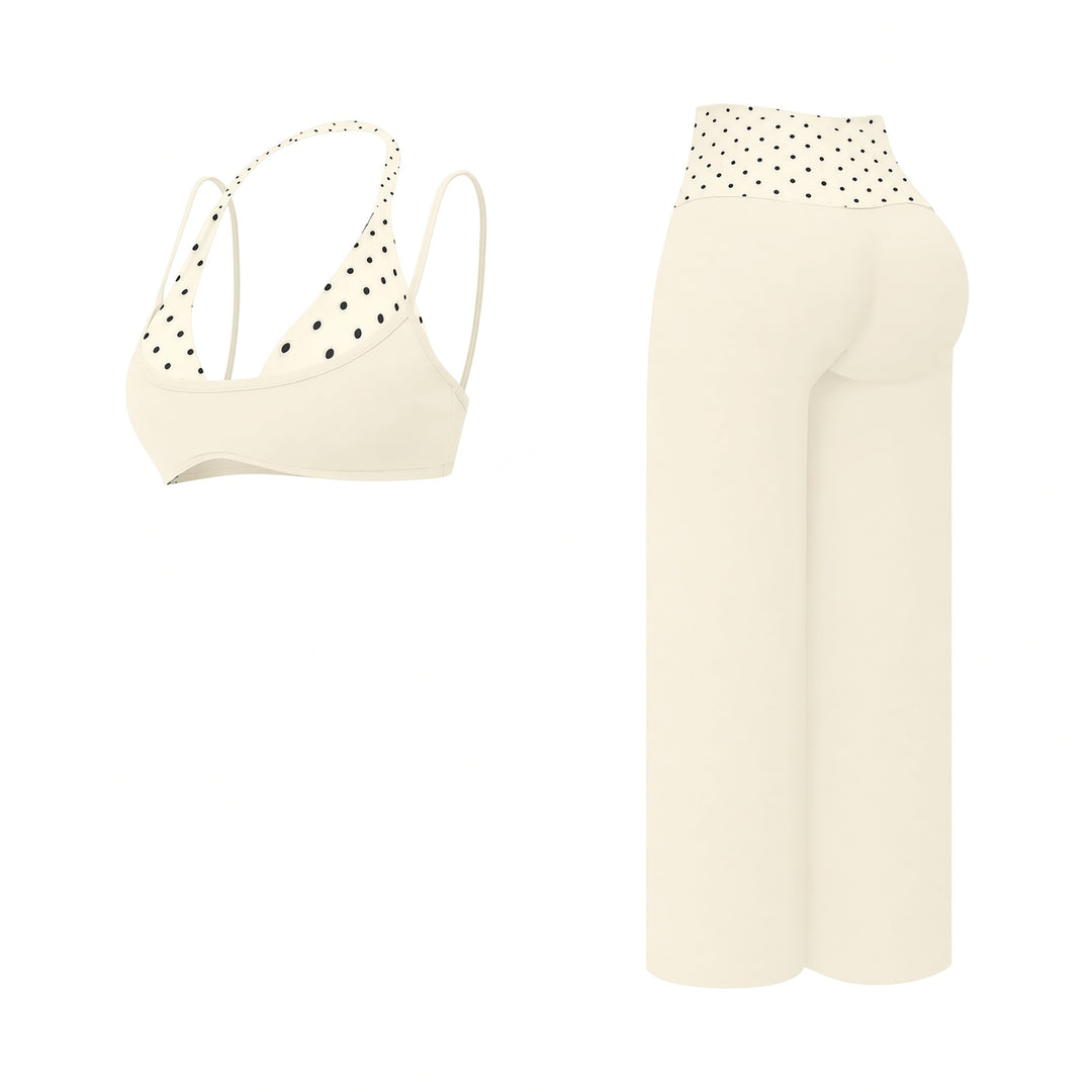 The Elara Built-In Bra Polka-Dot Wide-Leg Active Set