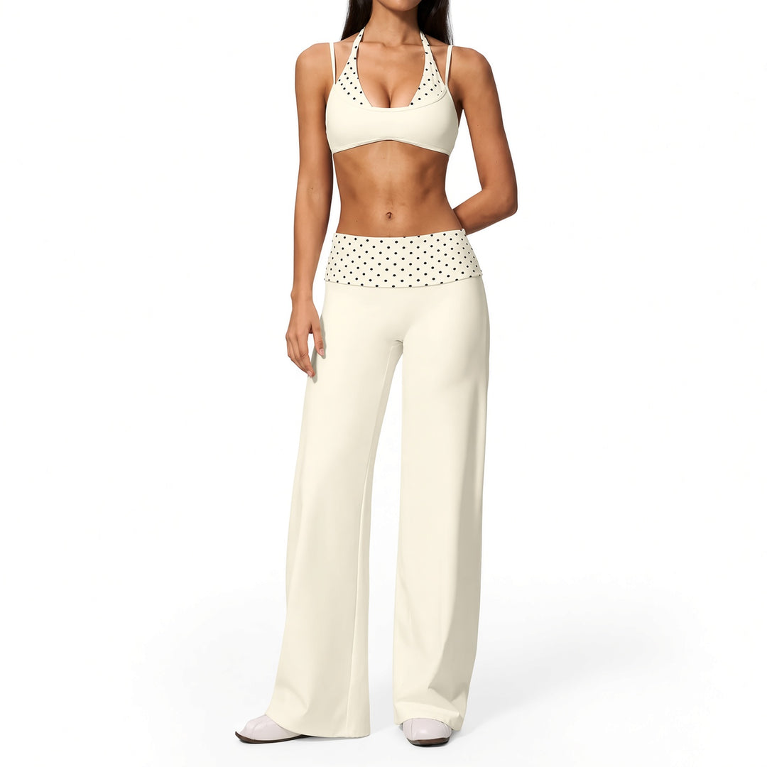 The Elara Built-In Bra Polka-Dot Wide-Leg Active Set