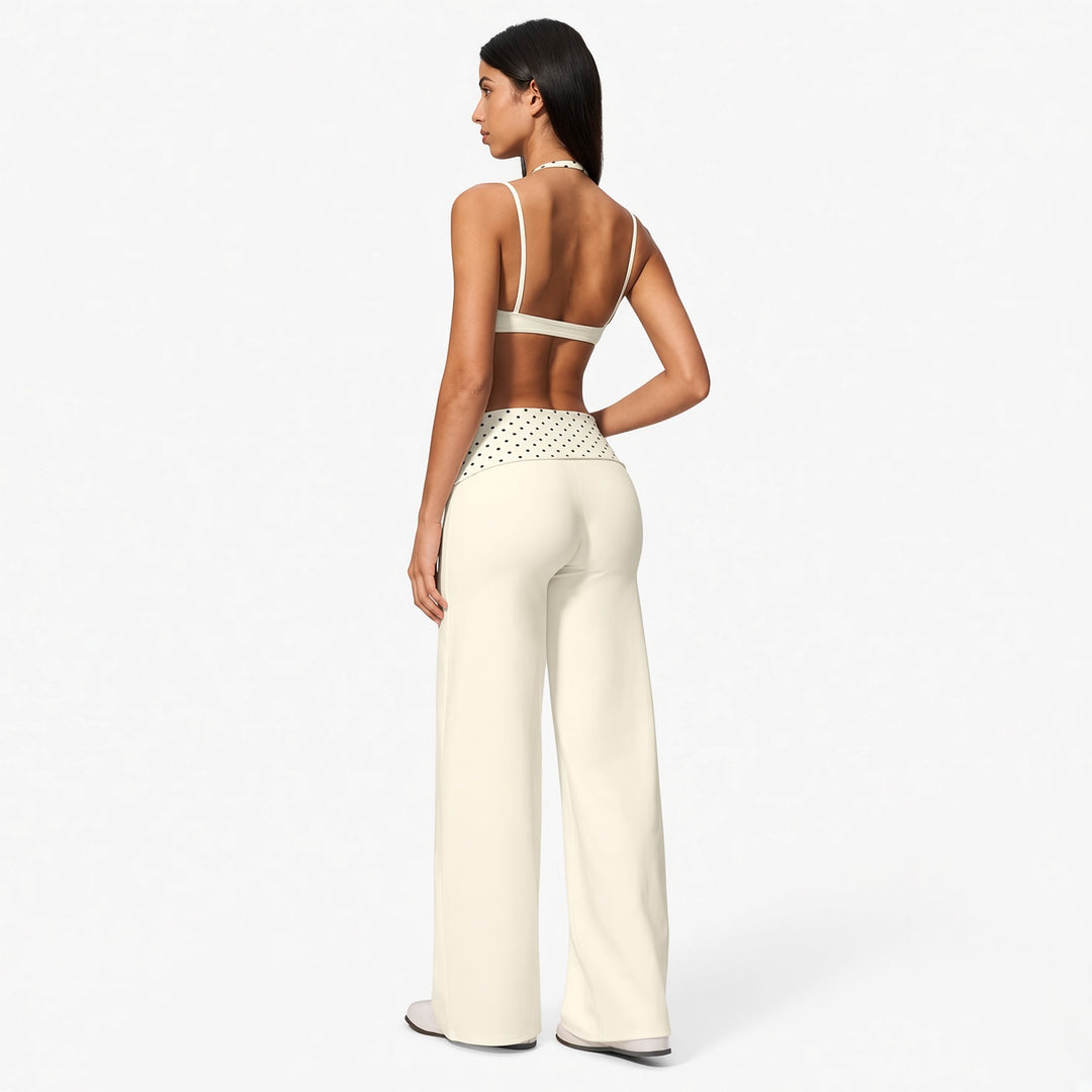 The Elara Built-In Bra Polka-Dot Wide-Leg Active Set