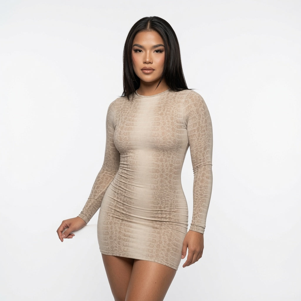 The Elara Snake Embossed Mini Dress