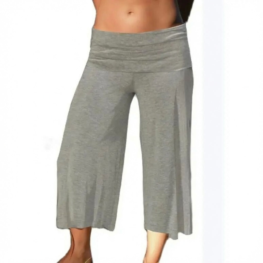 The Elara Fold Over Wide Leg Capri Pants