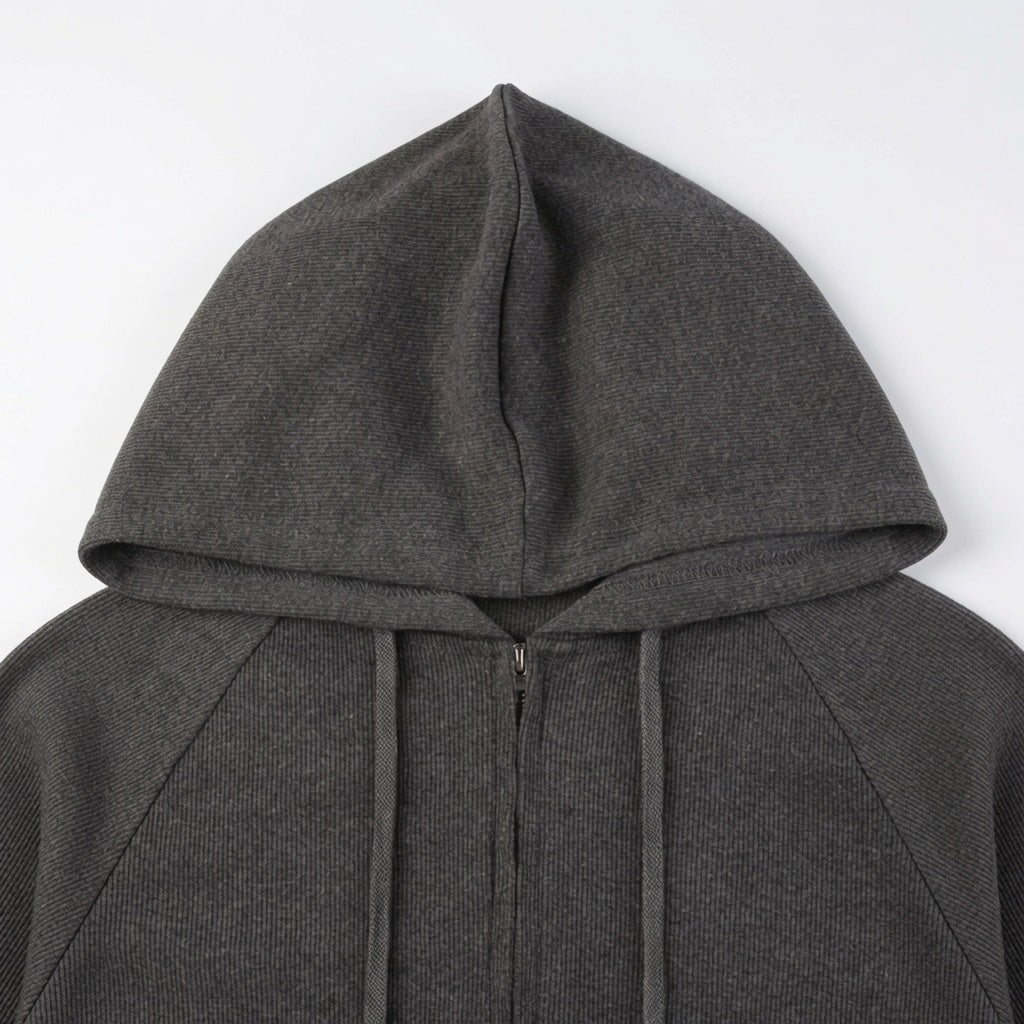 The Elara Sculpted Ribbed Zip Hoodie