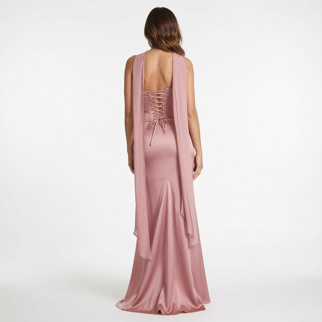 The Elara Made-to-Order Satin Scarf Mermaid Gown