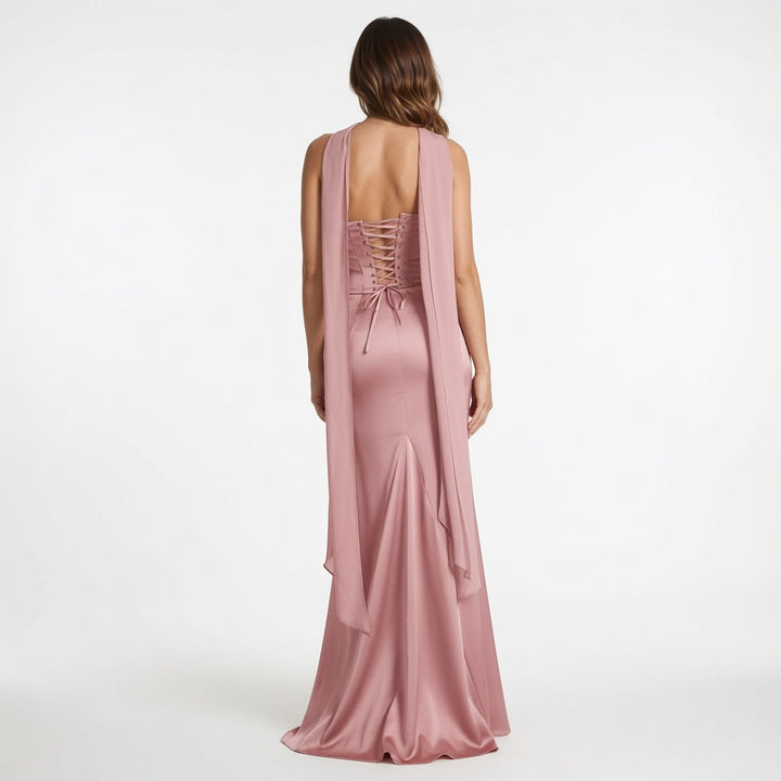 The Elara Made-to-Order Satin Scarf Mermaid Gown