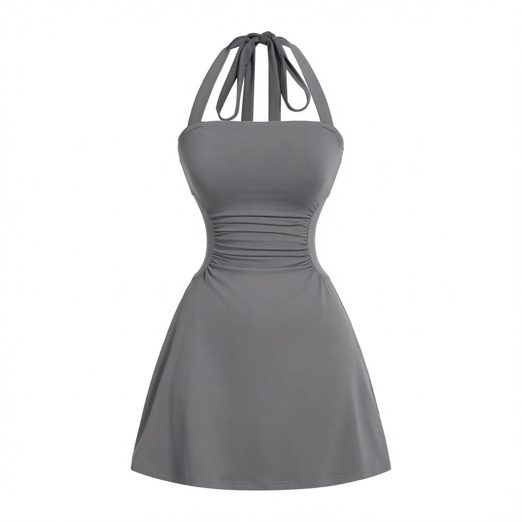 The Elara Sculpting Halter Mini Dress