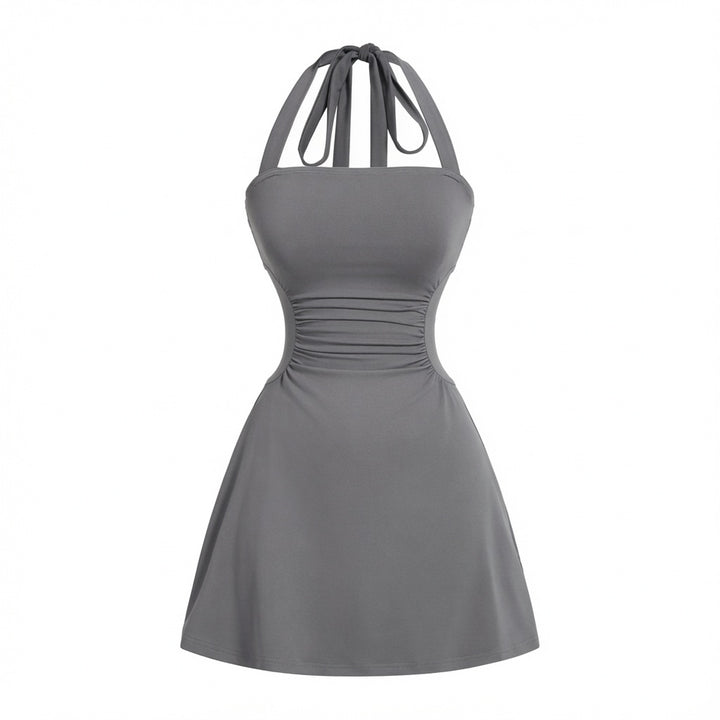 The Elara Sculpting Halter Mini Dress