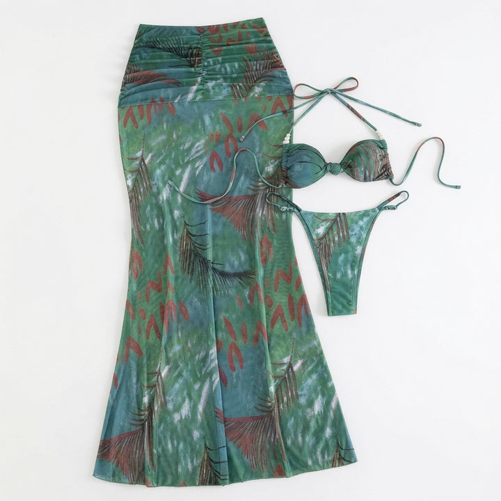 The Elara Pearl Knot Bikini Skirt Set