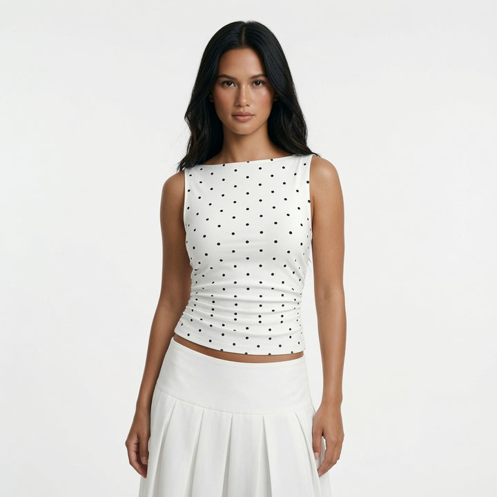 The Elara Polka Dot Tie Back Tank Top