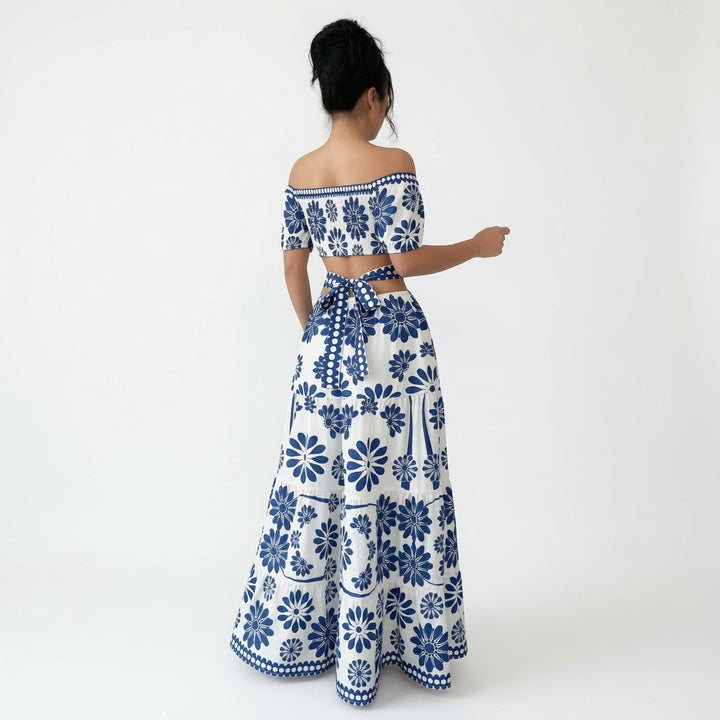 The Elara Floral Off-Shoulder Cut-Out Two-Piece Set