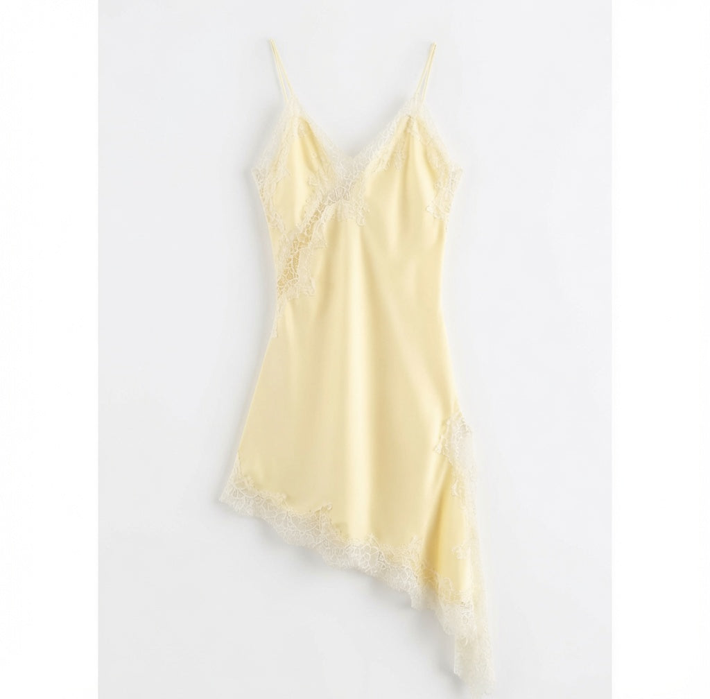 The Elara Asymmetric Satin Lace Cami Top