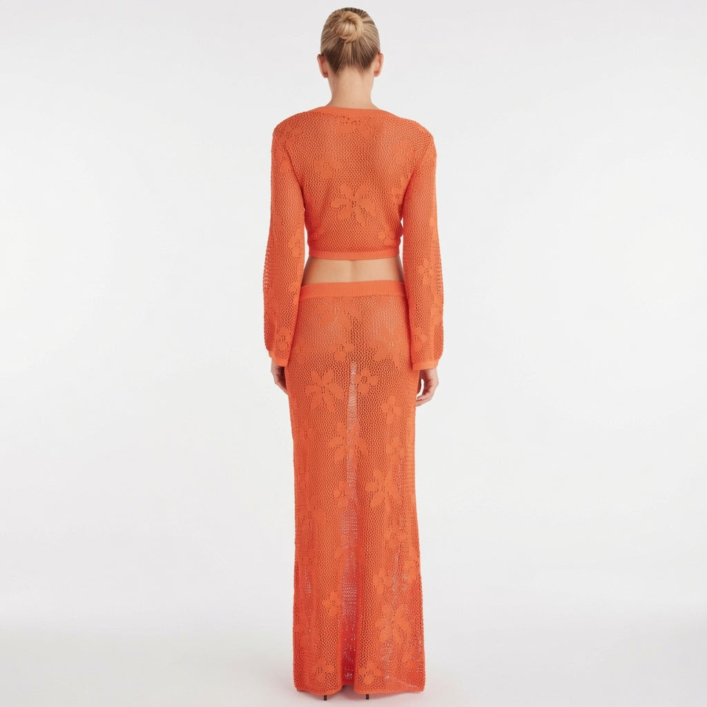 The Elara Crochet Floral Wrap Tie 2 Piece Cover Up Set