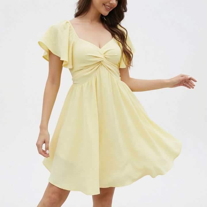 Sweetheart Knot Flutter Sleeve Mini Dress