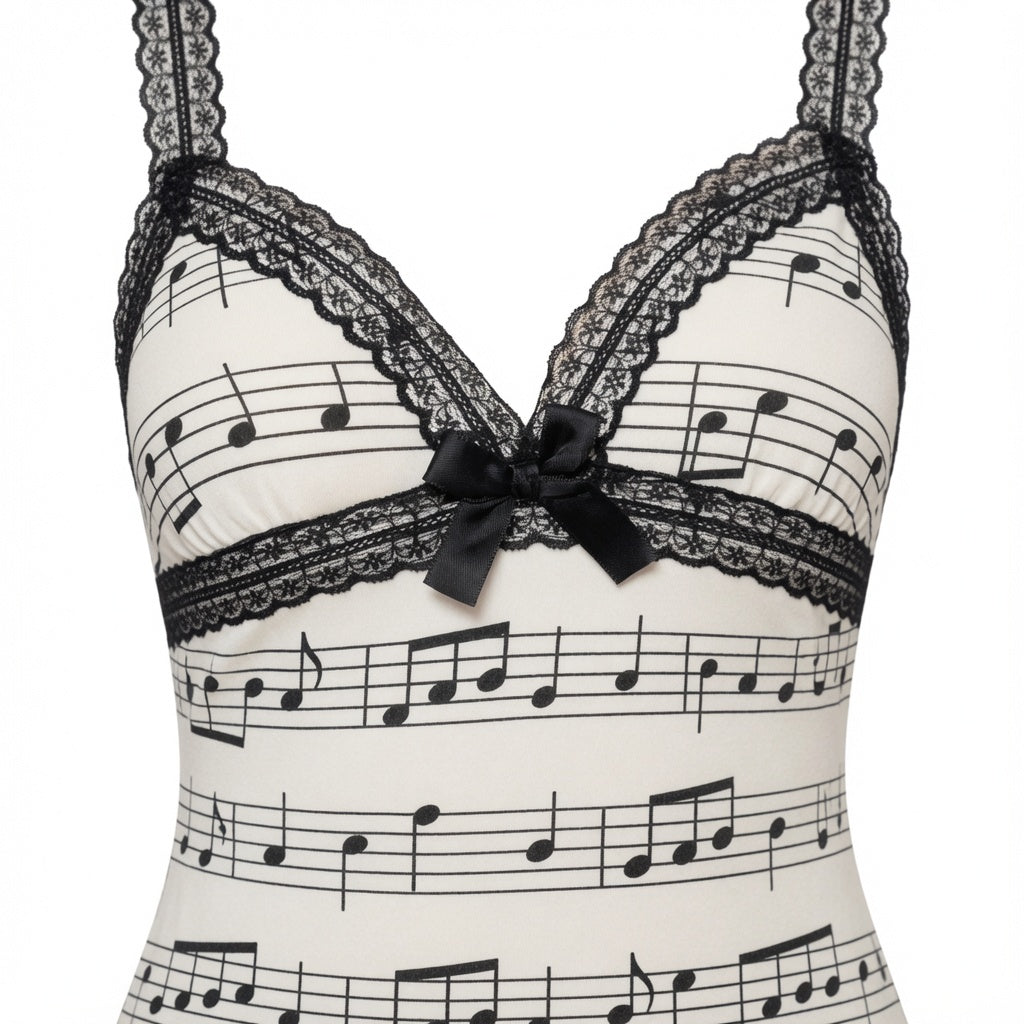 The Elara Music Note Lace Mini Dress