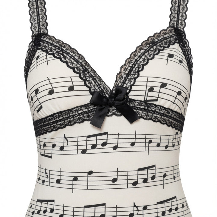 The Elara Music Note Lace Mini Dress