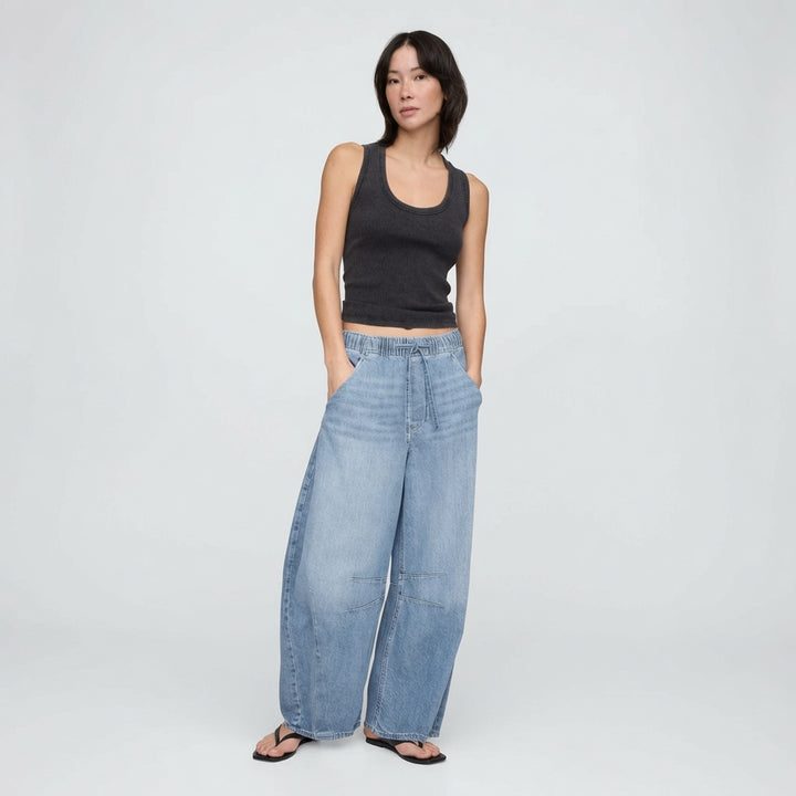 The Elara Wide Leg Drawstring Cargo Jeans