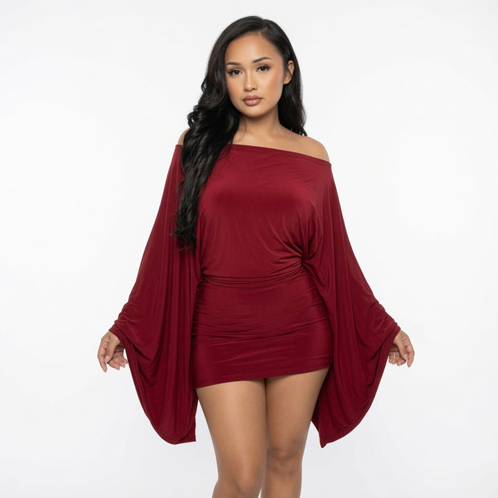 The Elara Off-Shoulder Ruched Mini Dress