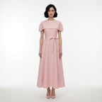 The Elara Embellished Midi Dress with Cape