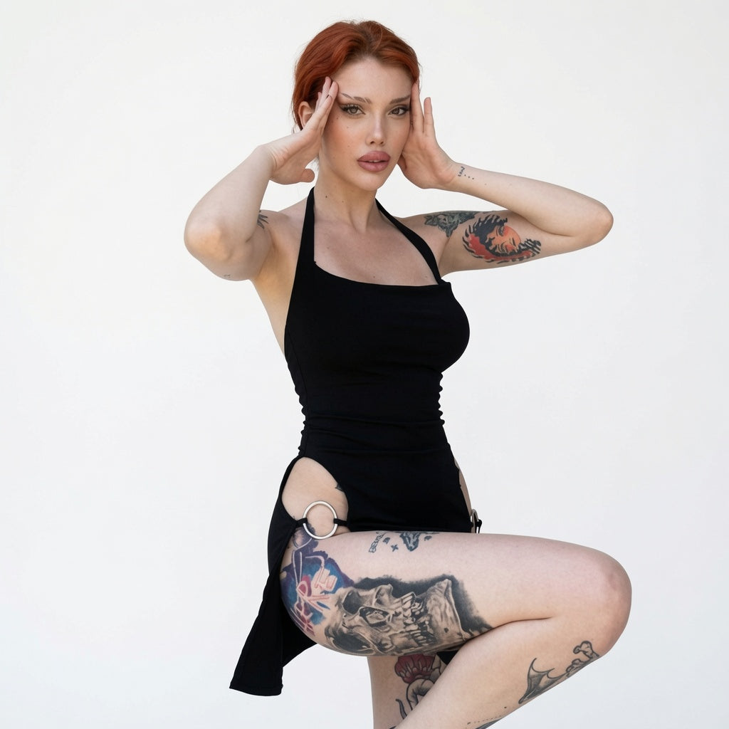 The Elara Sexy Cutout Halter Dress