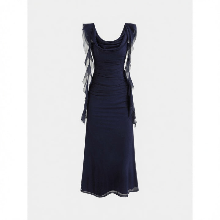 The Elara Cascading Ruffle Ruched Maxi