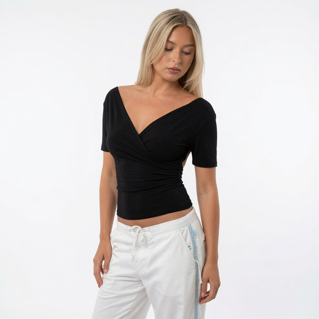 The Elara Cross V-Neck Top