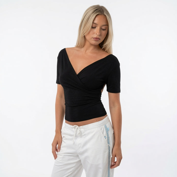 The Elara Cross V-Neck Top