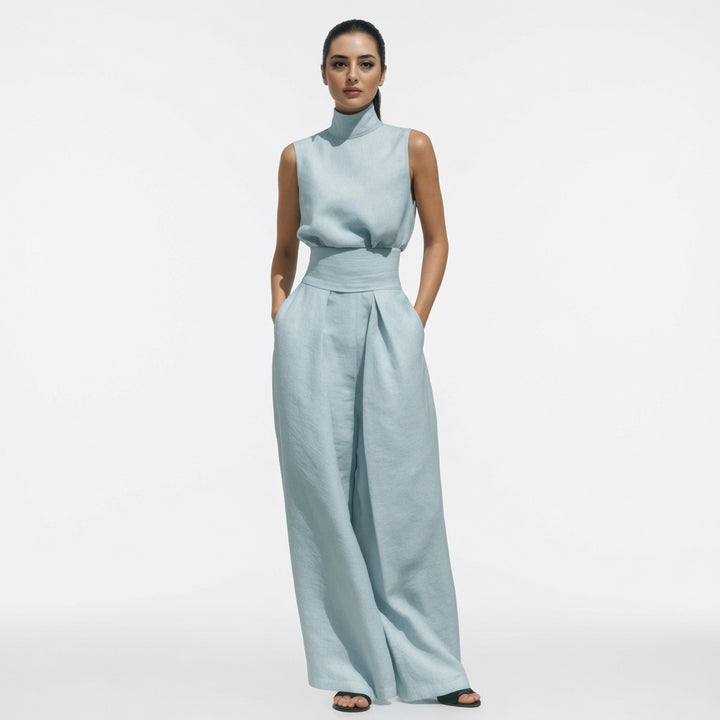 The Elara Mock Neck Wide Leg Two Piece Set