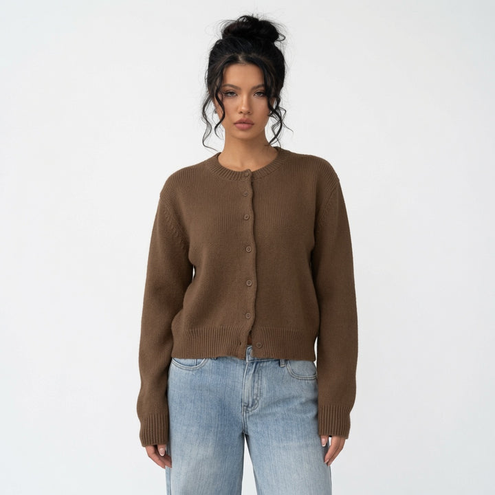The Elara Lightweight Cropped Button Cardigan