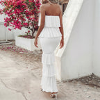 The Elara Curve-Friendly Bandeau Tiered Ruffle Dress